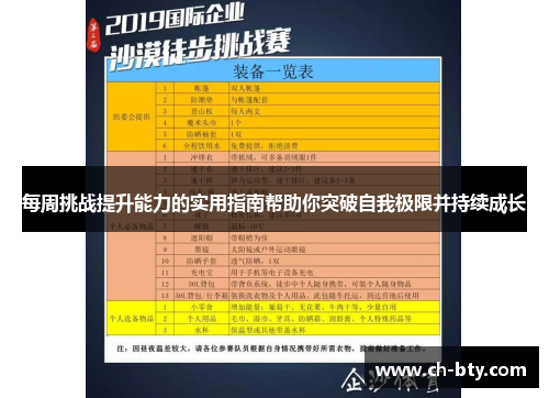 每周挑战提升能力的实用指南帮助你突破自我极限并持续成长 每周挑战提升能力的实用指南帮助你突破自我极限并持续成长