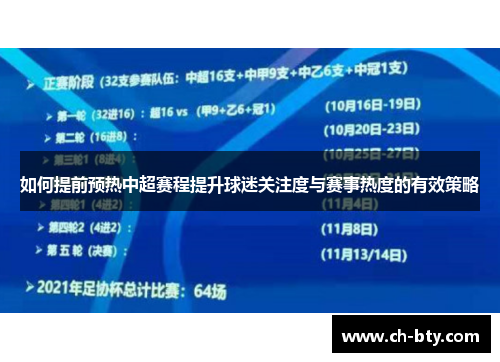 如何提前预热中超赛程提升球迷关注度与赛事热度的有效策略